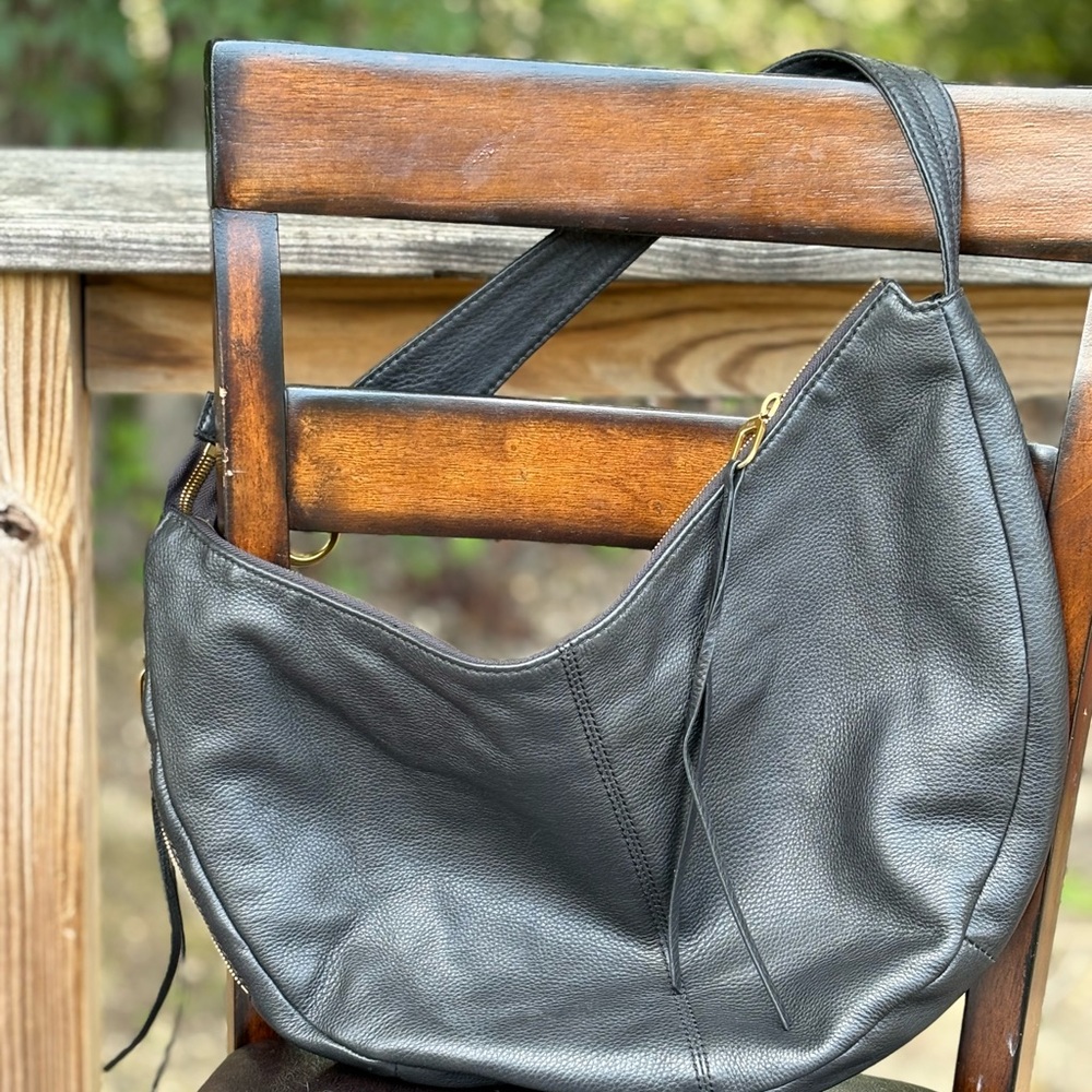 Elegant Black Leather Hobo Bag